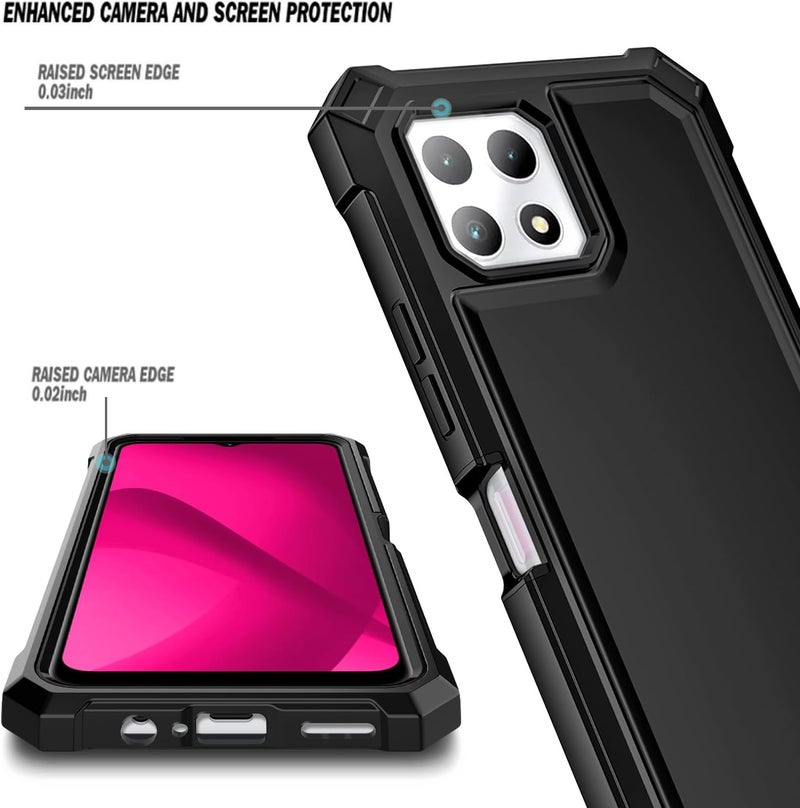 NZND حافظة هاتف مصممة لـ T-Mobile REVVL 7 (REVVL 7 5G)، سوداء | مع واقي شاشة، حماية كاملة ضد الصدمات، غلاف مقاوم للصدمات، غطاء واقي من الصدمات - Image 2